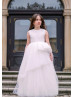 White Pleated Tulle Asymmetrical Fashion Flower Girl Dress